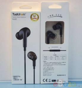 Tuddrom Mo8 Fashion Music 3.5mm Jack Earphone- Black Color