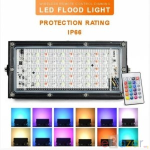 RGB LED Flood Light- Remote Controlled IP66 Waterproof Landscape & Outdoor Lighting (50W, AC220V) (White)