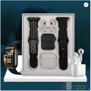 T55 Pro Max Smart Watch with Earbuds & Double Strap- Black Color