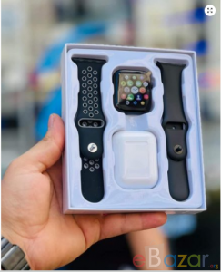 T55 Pro Max Smart Watch with Earbuds & Double Strap- Black Color