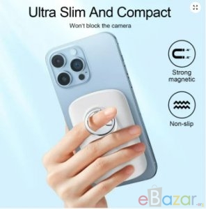 Joyroom JR-W030 20W 6000mAh Magnetic Wireless Power Bank with Ring Holder- White Color