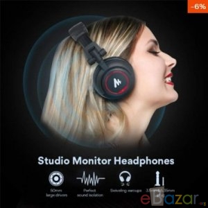Maono AU-MH501 Professional Studio Monitor Headphone, Over Ear With 50mm Driver For Gaming, DJ, Studio And Microphone Recording