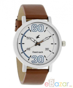 Fastrack Fundamentals White Dial Leather Strap Watch (NN38052SL01)