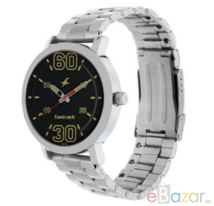 Fastrack Fundamentals Black Dial Stainless Steel Strap Watch (NN38052SM02)