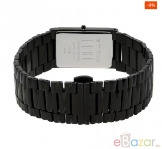 Titan Edge Black Dial Black Stainless Steel Strap Watch-NR1296NM01