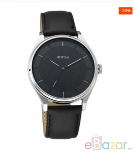 Titan Workwear Watch With Black Dial & Leather Strap - NR1802SL11