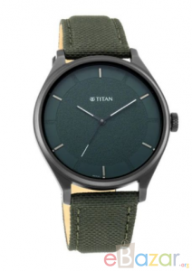 TITAN NR1802NL02 Workwear Watch With Green Dial & Fabric Strap