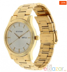 TITAN NL1650YM05 Silver Dial Golden Stainless Steel Strap Watch