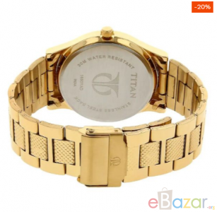 TITAN NL1650YM05 Silver Dial Golden Stainless Steel Strap Watch