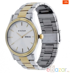 TITAN NR1650BM03 Silver Dial Two Toned Stainless Steel Strap Watch