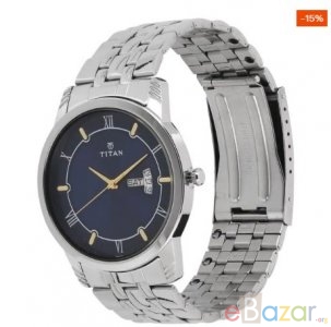 TITAN NR1774SM01 Blue Dial Silver Stainless Steel Strap Watch