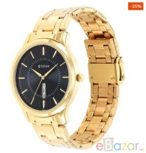 TITAN NR1825YM02 Karishma Black Dial Brass Strap Watch