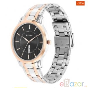 TITAN NR1825KM02 Karishma Black Dial Brass Strap Watch