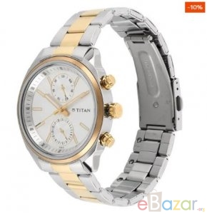 TITAN NR1733BM01 Workwear Watch With Silver Dial & Stainless Steel Strap