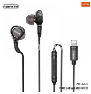 REMAX RM-655I Lightning Metal Wired Earphone For IPhone