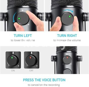 MAONO AU-902 USB Cardioid Condenser Microphone With Dual Volume Control, Mute Button, Monitor Headphone Jack, Plug And Play For Vocal, YouTube, Livestream, Recording, Gaming