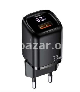 USAMS US-CC152 T46 33W PD+QC Digital Display Fast Charger (EU)