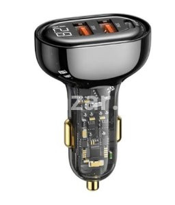 USAMS US-CC158 125W 3 Ports Transparent Digital Display Fast Car Charger