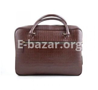 Croco Print Leather Briefcase Official Bag Brown For Men SB-W16