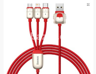 Baseus One-for-Three Data Cable USB to M+L+C (CASX010009) – Red Color