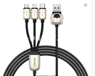 Baseus One-for-Three Data Cable USB to M+L+C (CASX010001) – Black Color