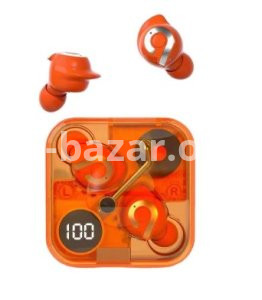 P61 Pro Transparent TWS Earbuds – Orange Color