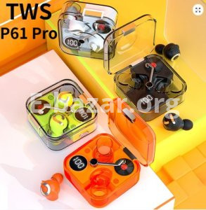P61 Pro Transparent TWS Earbuds – Green Color
