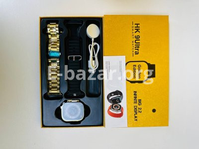 HK 9Ultra Smartwatch Golden Edition (Dual Straps) – Black Color