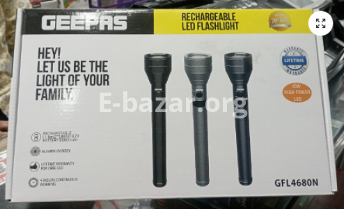 Geepas GFL4680 Rechargeable LED Flashlight (3 Pieces Combo Set)