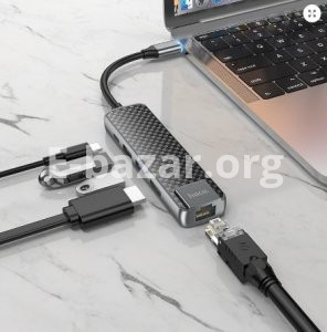 Hoco HB23 5-In-1 USB Type-C Hub + HDMI + USB3.0 + USB2.0 + RJ45 + PD