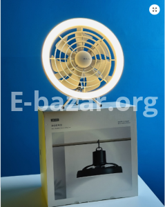 JISULIFE FA17 Rechargeable Fan with LED Ceiling Fan with Long Tripod Stand- White Color