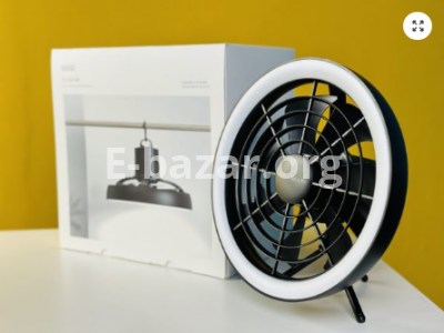 JISULIFE FA17 Rechargeable Fan with LED Ceiling Fan with Long Tripod Stand- Black Color