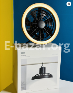 JISULIFE FA17 Rechargeable Fan with LED Light and Table Tripod- Black Color