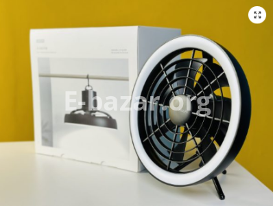 JISULIFE FA17 Rechargeable Fan with LED Light and Table Tripod- Black Color