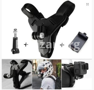 Helmet Chin Mount and Mobile Holder For Smartphone & Action Camera- Black