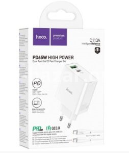 Hoco PD65W Type-C+USB QC3.0 Fast Charger (C113A)