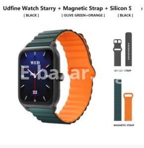 Udfine Watch Starry 1.8” HD Display Bluetooth Call Alexa Smartwatch Double Straps – Black Color