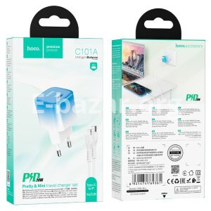Hoco C101A PD 20W Fast Mini Travel Charger Adapter With Type C To Lightning Cable