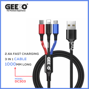 GEEOO DC-303 2.4A 3IN1 Super Fast Charging Cable